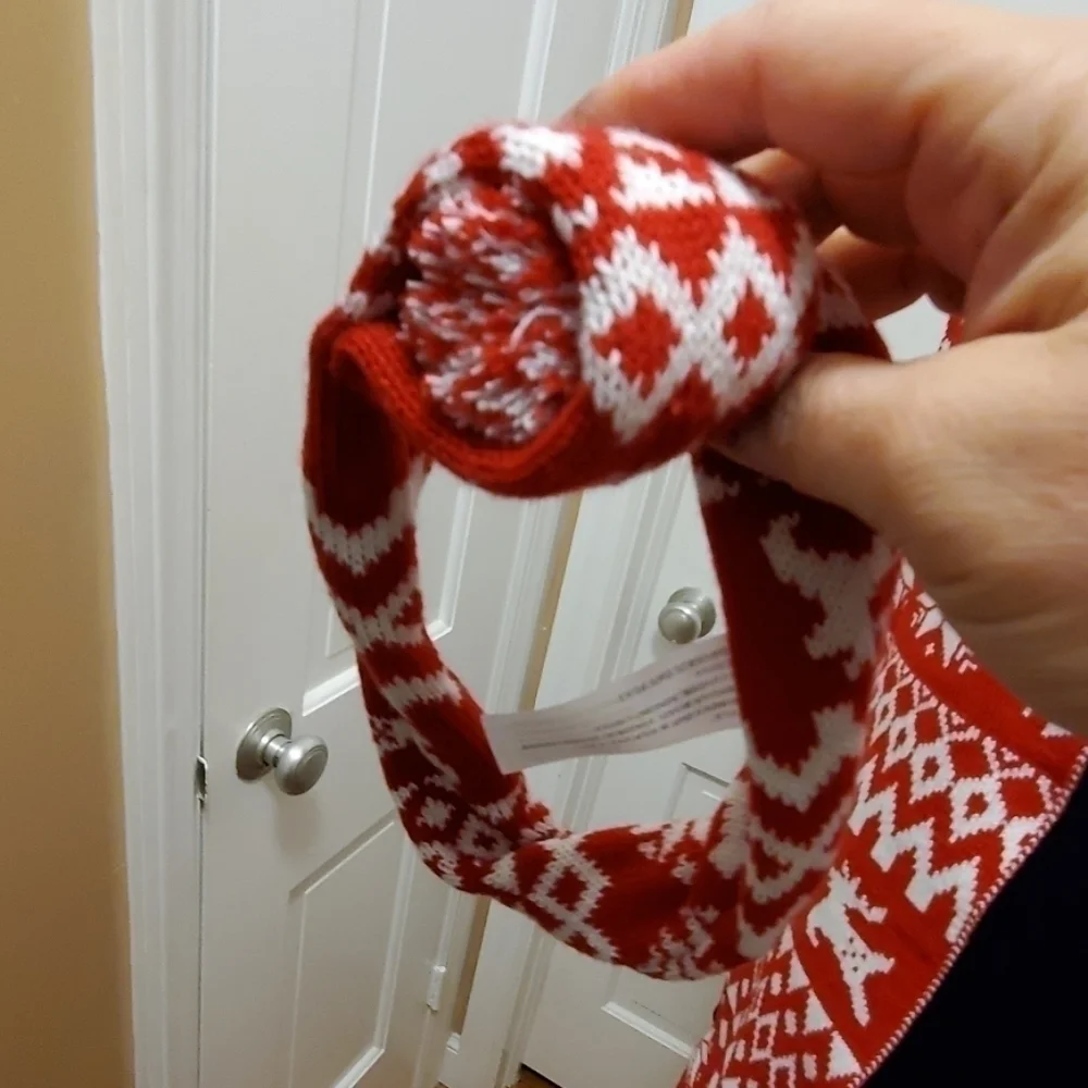 Scarf & head band red/white one size
